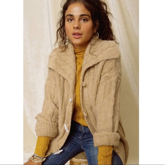 NEW RAGA Timber Trail Toggle Tan Cable Knit Cardigan - Picture 2 of 15